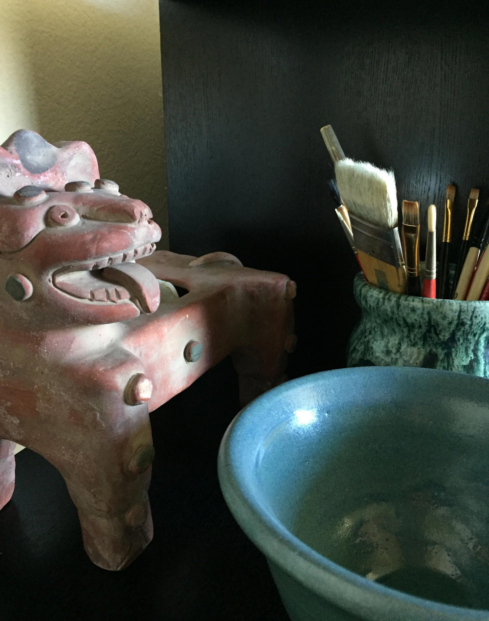 Ben Hogestyn Malibu Ceramics Pottery Glaze Bowl Mayan Jaguar