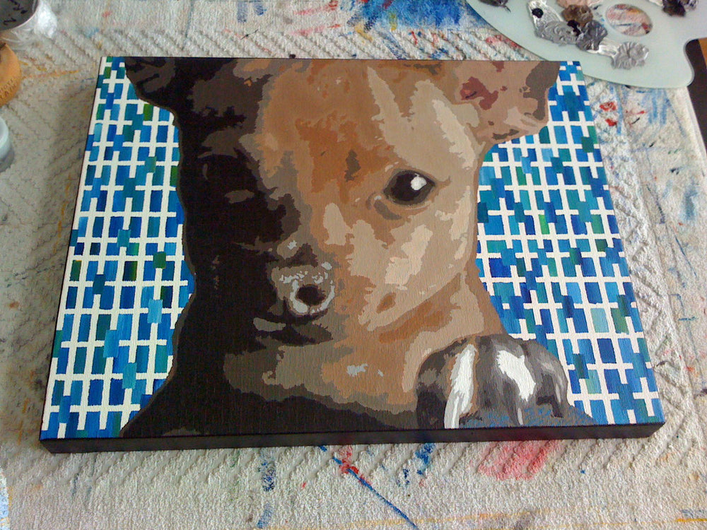 Ben Hogestyn Malibu Chihuahua Acrylic Dog Painting