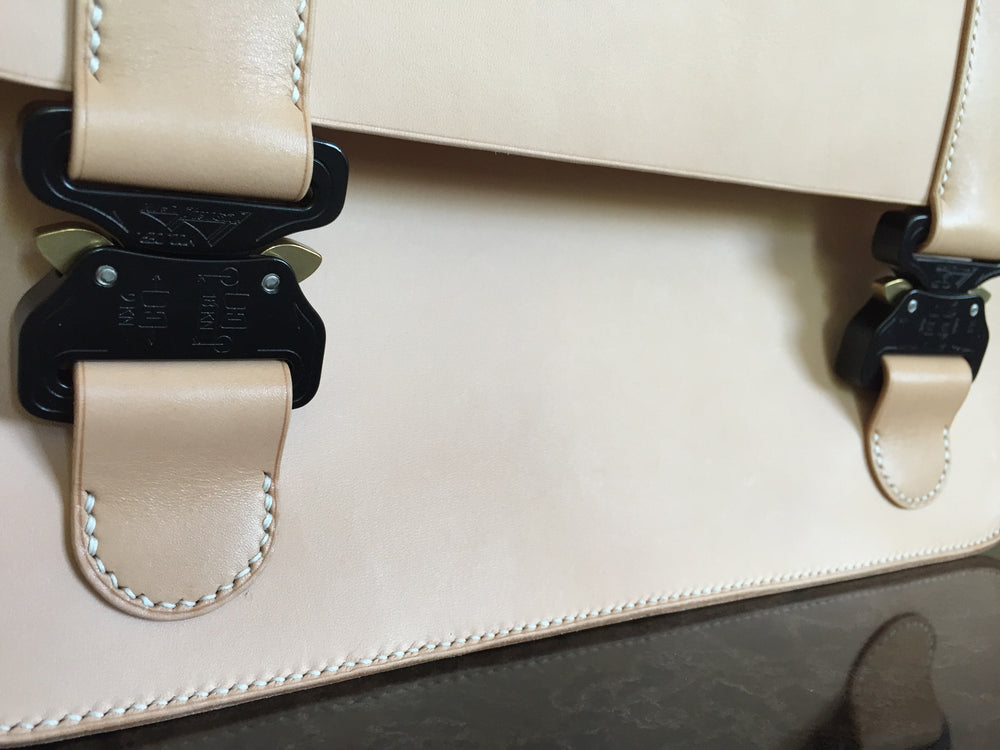 Ben Hogestyn Malibu Messenger Bag Built With Louis Vuitton Veg Tan Hand Sewn Buckles