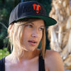 Malibu Heart Snapback Hat BLACK Embroidered by BEN HOGESTYN MALIBU 3/4 View