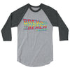 Back to the Future 80s movie inspired Graphic 3/4 sleeve baseball tee "Back To The Beach" (Heather Grey/Heather Charcoal) by BEN HOGESTYN MALIBU