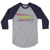 Back to the Future 80s movie inspired Graphic 3/4 sleeve baseball tee "Back To The Beach" (Heather Grey/Navy) by BEN HOGESTYN MALIBU
