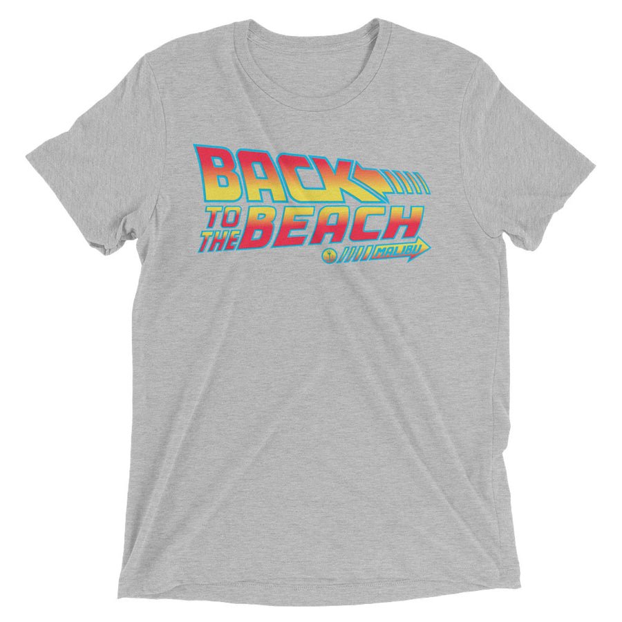 Back to the Future 80s movie inspired Graphic T-Shirt "Back To The Beach" in (Solid-Black) short sleeve Tri-Blend by BEN HOGESTYN MALIBU