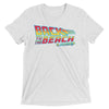 Back to the Future 80s movie inspired Graphic T-Shirt "Back To The Beach" in (White-Fleck) short sleeve Tri-Blend by BEN HOGESTYN MALIBU