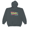 Back to the Future 80s movie inspired "Back To The Beach" Graphic Zipup Hoodie in (Charcoal) by BEN HOGESTYN MALIBU