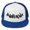 "MALIBU GRAFFITI" Snapback Trucker Hat Embroidered Flat Bill By BEN HOGESTYN MALIBU Royal/White/Royal