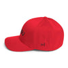 I heart Malibu Red embroidered Flexfit hat by BEN HOGESTYN MALIBU Sideview