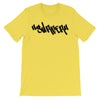 "Malibu SURFER Graffiti" Graphic T-shirt Men's Tee by BEN HOGESTYN MALIBU in Yellow