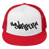 Malibu SURFER Graffiti Snapback Trucker Hat Embroidered Flat Bill By BEN HOGESTYN MALIBU Red/White/Red