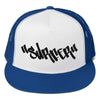 Malibu SURFER Graffiti Snapback Trucker Hat Embroidered Flat Bill By BEN HOGESTYN MALIBU Royal/White/Royal