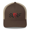 Brown/Khaki I Heart Surf Embroidered Snap Back Trucker Hat By Ben Hogestyn Malibu