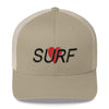 Khaki I Heart Surf Embroidered Snap Back Trucker Hat By Ben Hogestyn Malibu